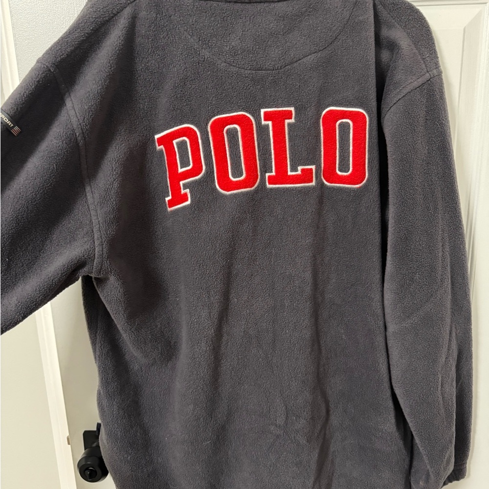 Polo by Ralph Lauren Men's Zip-Up Sweater in Gray and Red